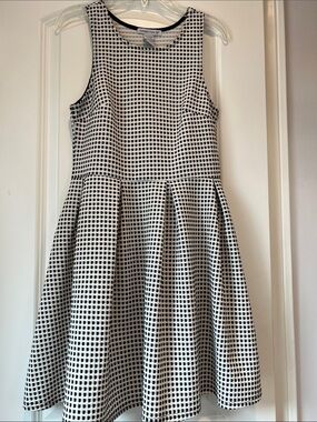 Cute Connection 18 Black and White Gingham Fit-and-Flare Dress